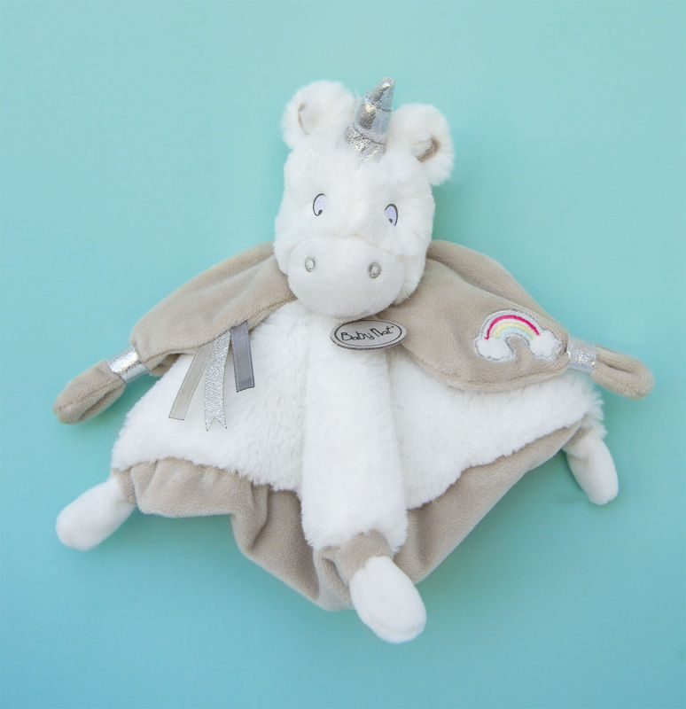  baby comforter unicorn white grey beige silver 